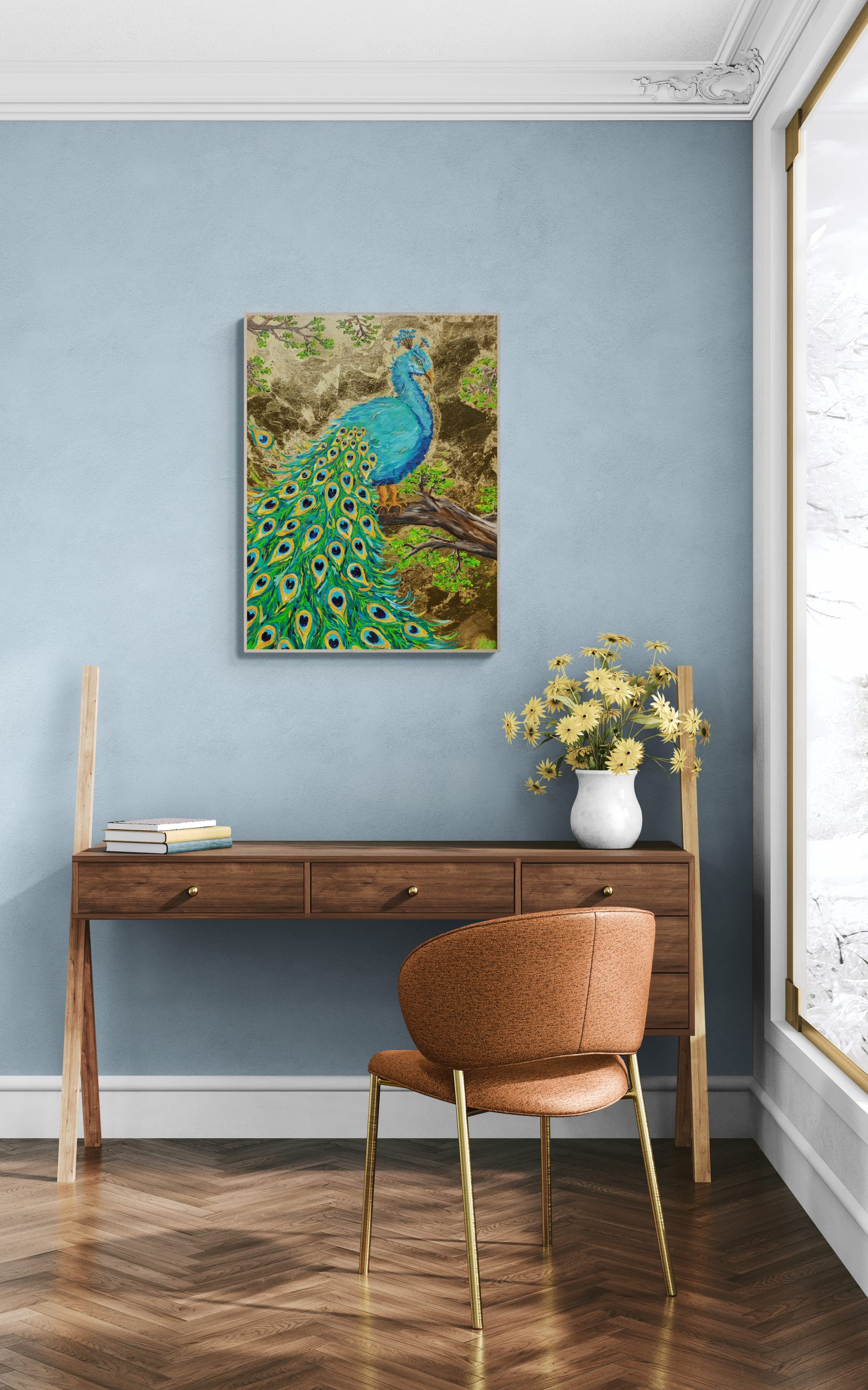 Svenja Bross Art Schreibtisch Pfau